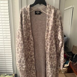 UGG Women's Animal Print Cardigan - Cream and Gray